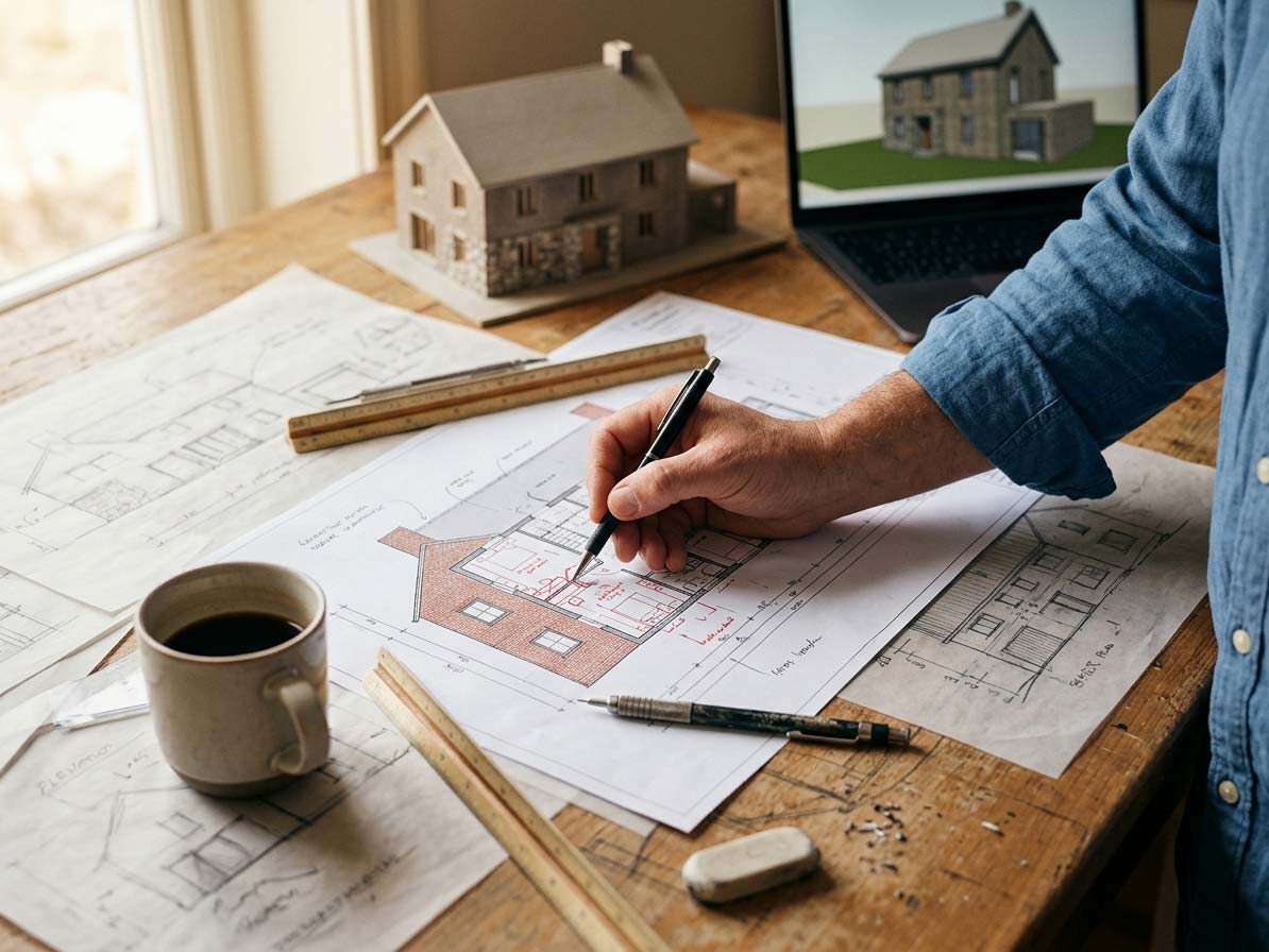 Individuelle Architektenplanung vom Entwurf bis zum fertigen Bauplan für Ihr Massivhaus