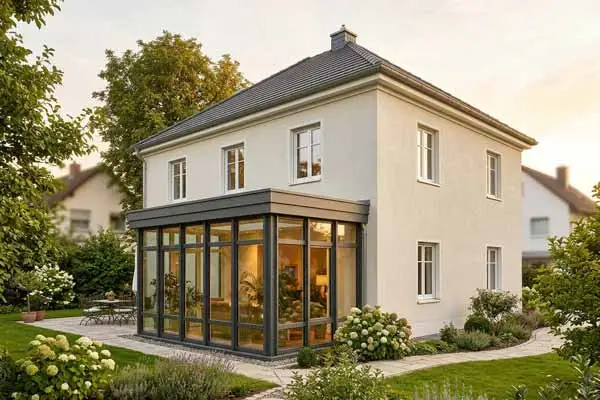 Hausbau 04 hybrider hausbau wintergarten anbau massivhaus oah