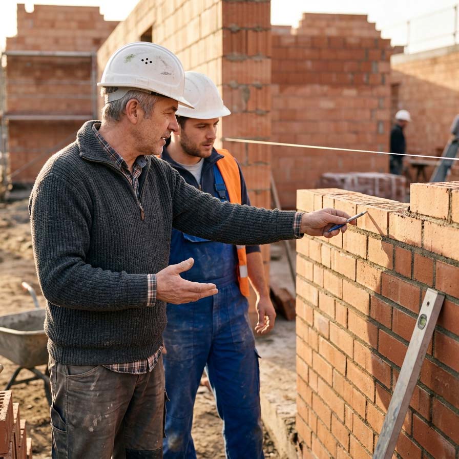 Albert Hatzenbühler kontrolliert persönlich die Handwerksqualität auf der Baustelle